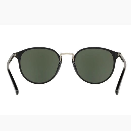 Persol Men's PO3210S Oval Sunglasses with Classic Green Lens and Black Frame