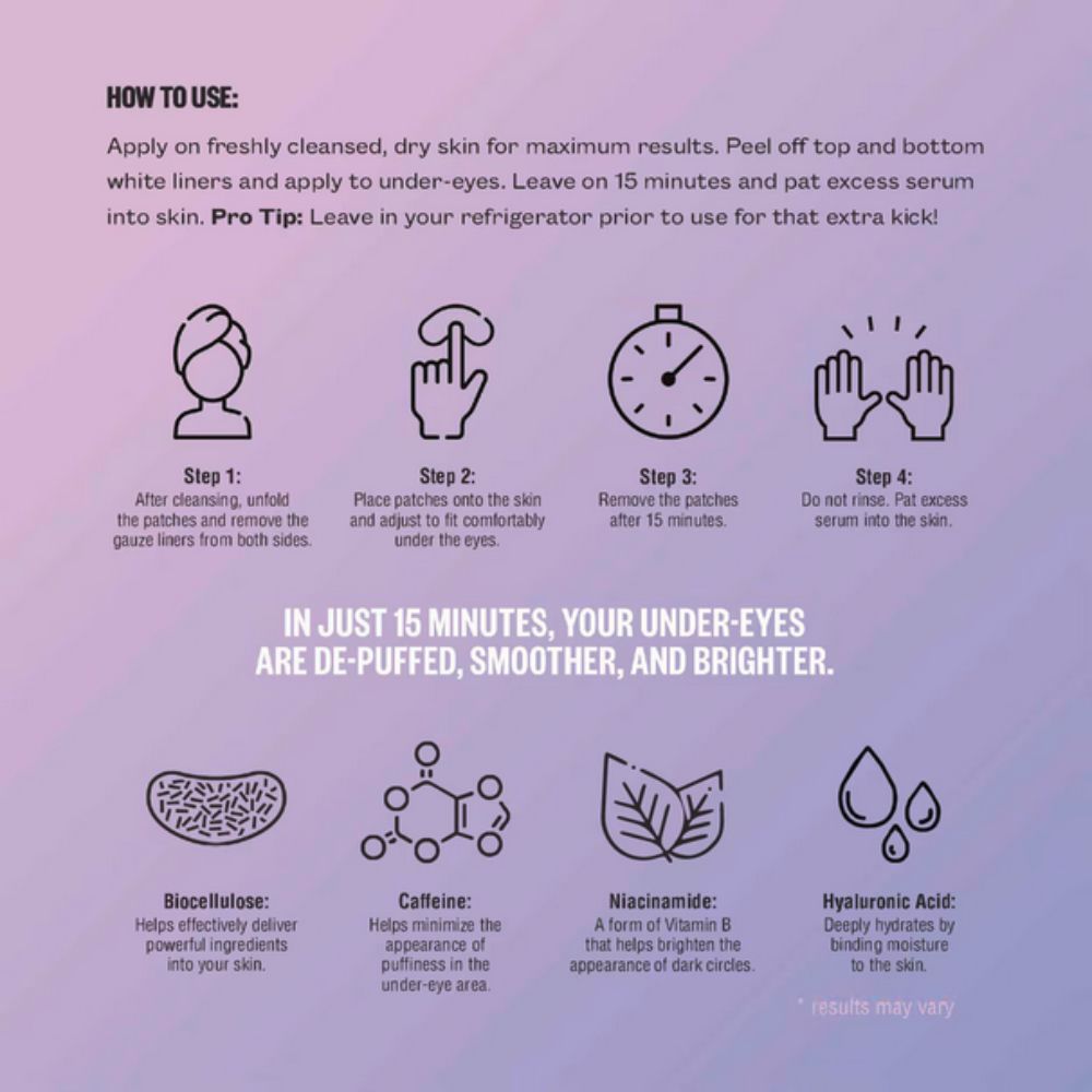 How to use instructions for Peace Out Skincare Puffy Eyes - Rejuvenating Under-Eye Patches