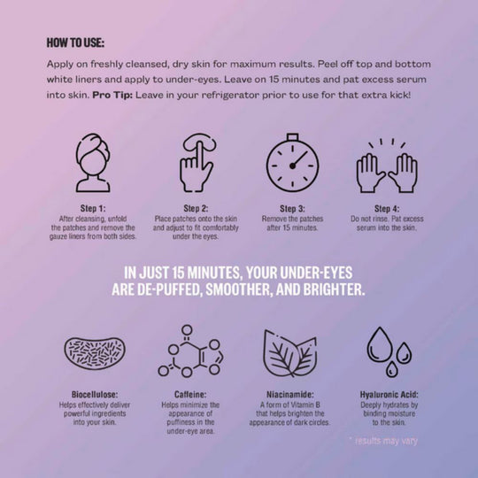 How to use instructions for Peace Out Skincare Puffy Eyes - Rejuvenating Under-Eye Patches