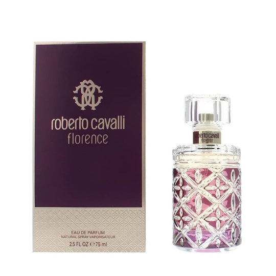 An EDP 75mL bottle of Roberto Cavalli Florence For Women along with its Box