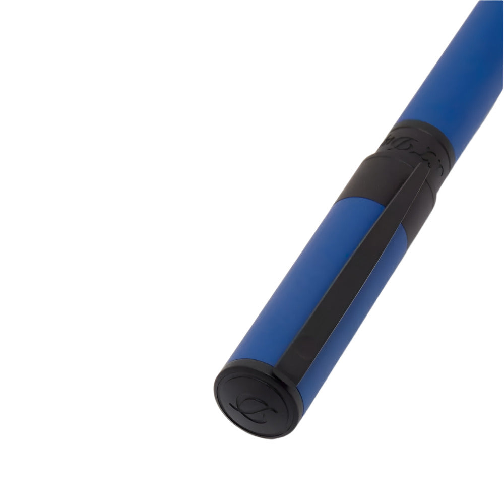 S.T. Dupont D-Initial Ballpoint Pen in Matte Black/Blue with Soft-Twist Mechanism