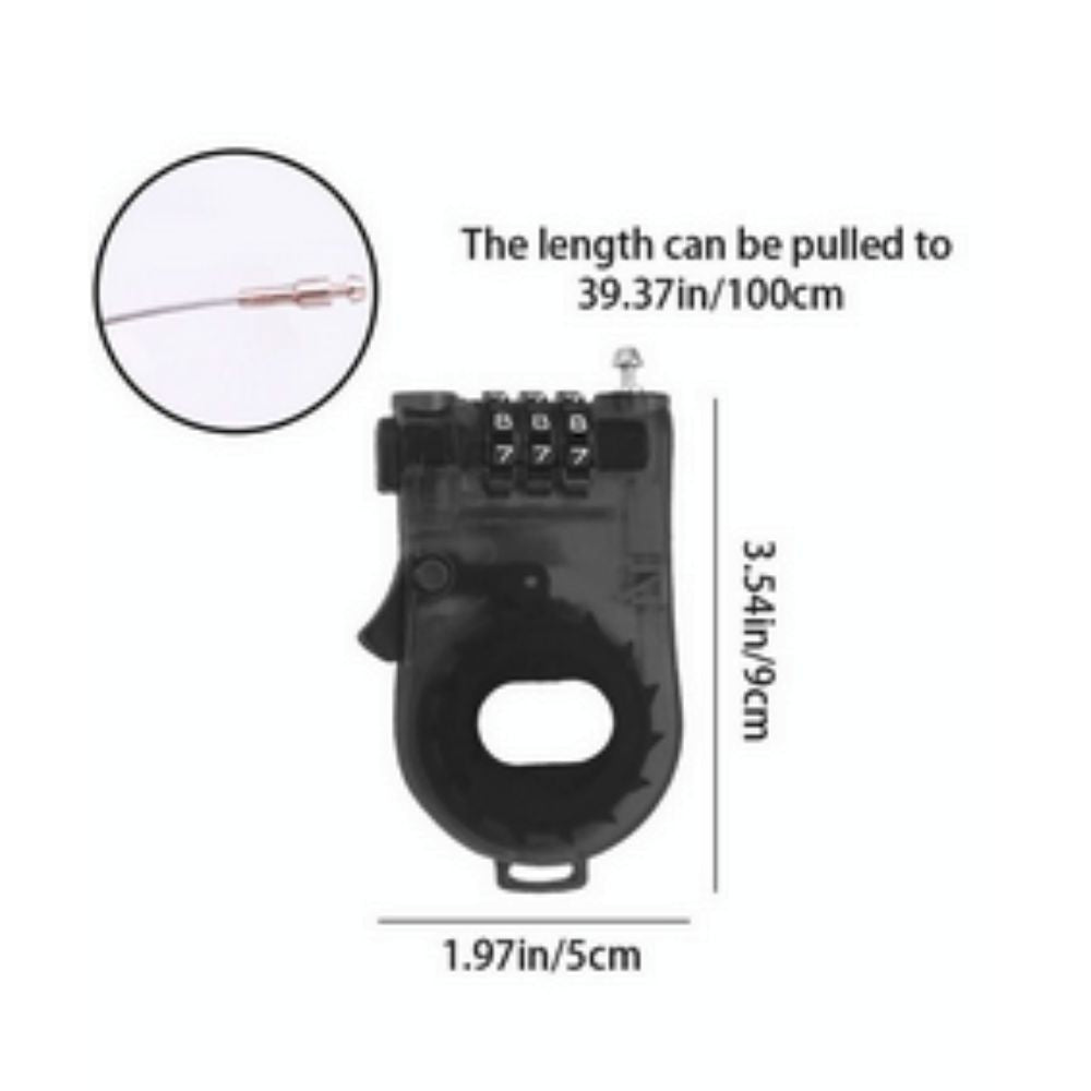 SYOSI Weatherproof Retractable Multi-Purpose Steel Cable Lock with 3-Digit Password