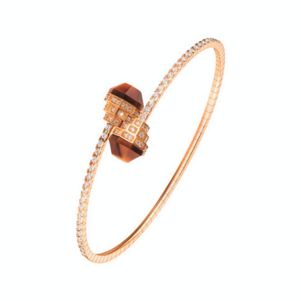 Samra Azm Yellow Gold Tiger Eye Bangle