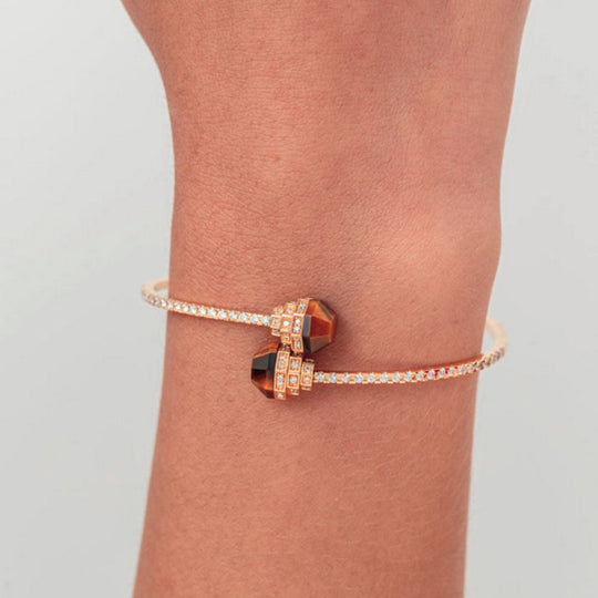 Samra Azm Yellow Gold Tiger Eye Bangle