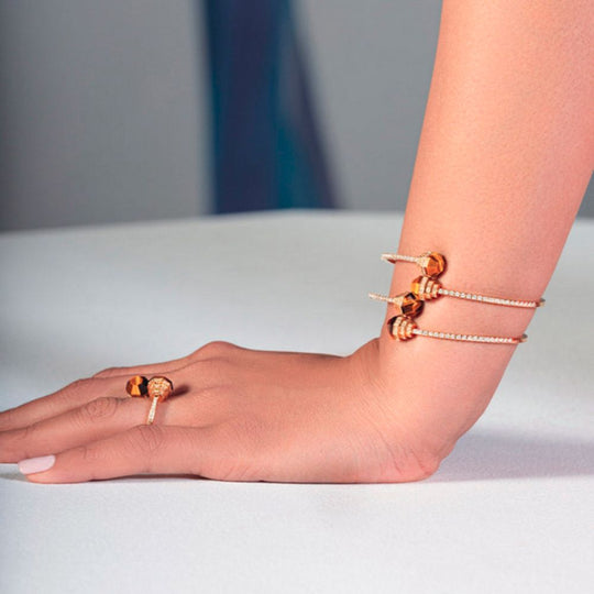 Samra Azm Yellow Gold Tiger Eye Bangle