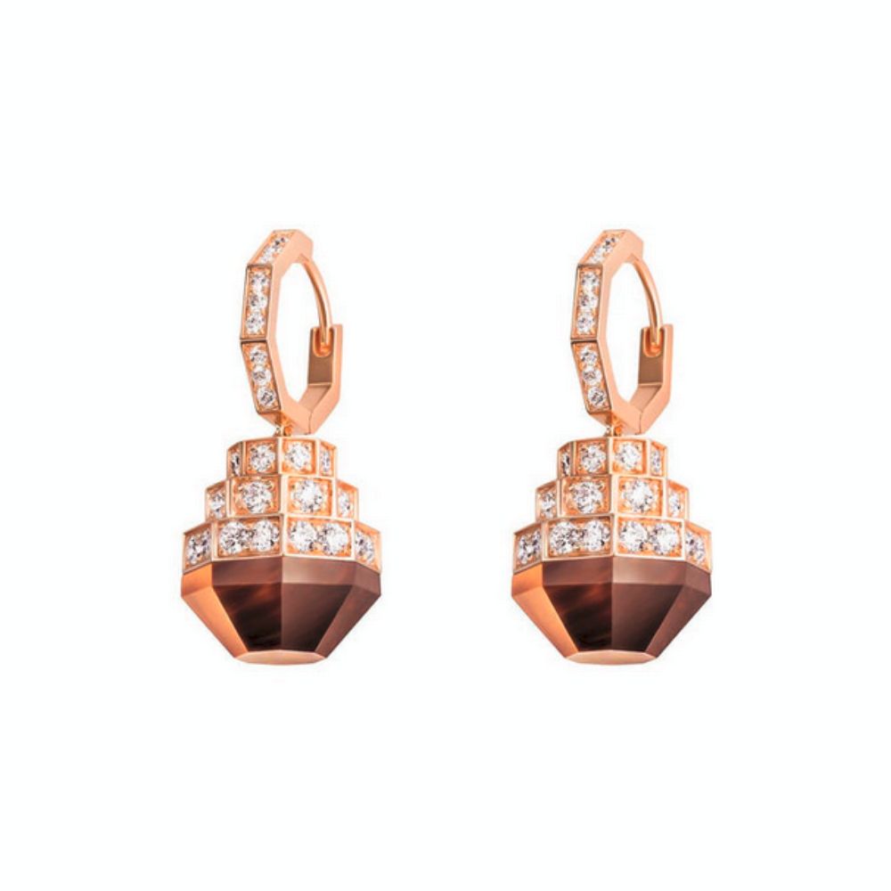 Samra Azm Yellow Gold Tiger Eye Earring