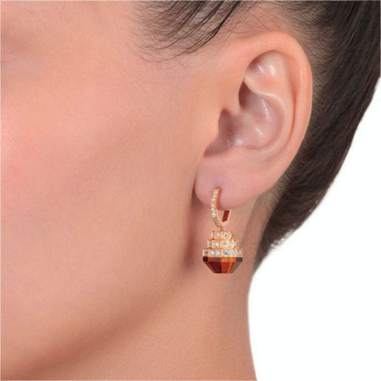 Samra Azm Yellow Gold Tiger Eye Earring on a women's ear