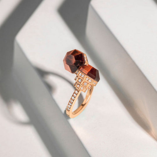 Samra Azm Yellow Gold Tiger Eye Ring