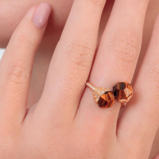 Samra Azm Yellow Gold Tiger Eye Ring