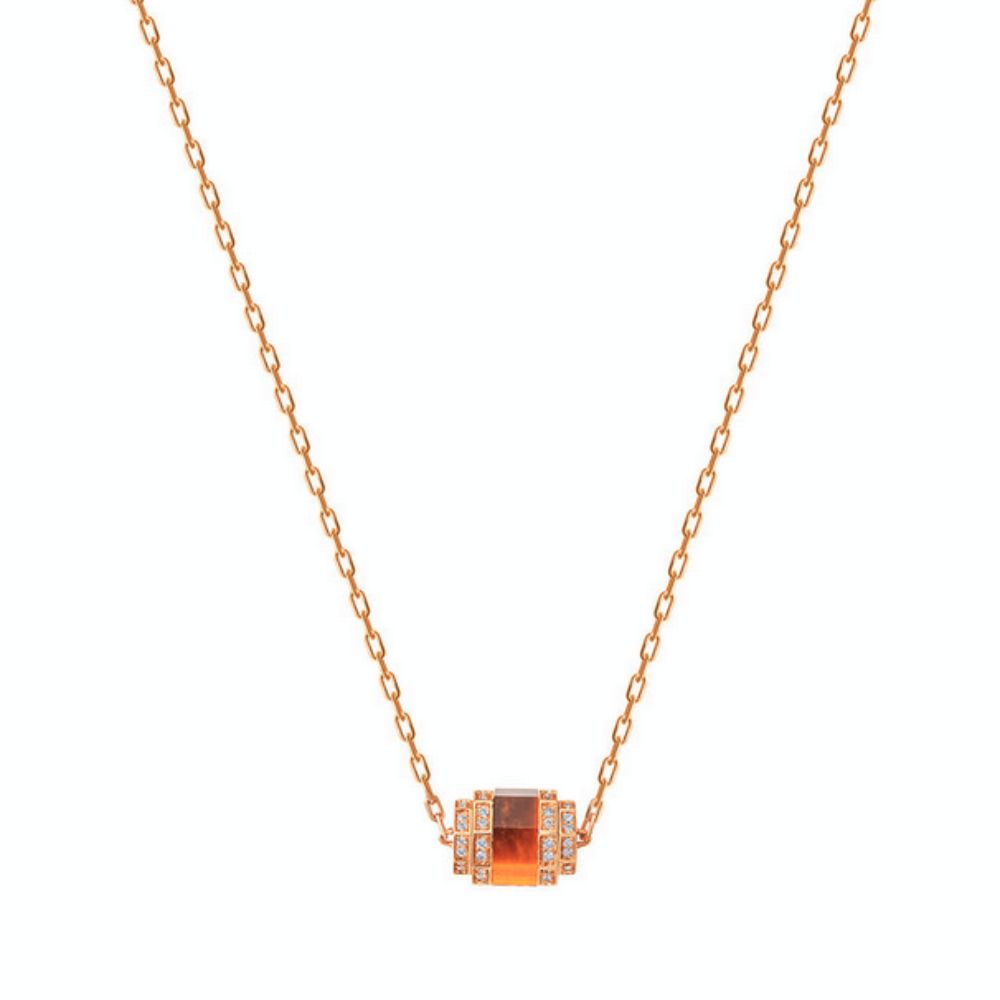 Samra Azm Yellow Gold Tiger Eye Single Necklace