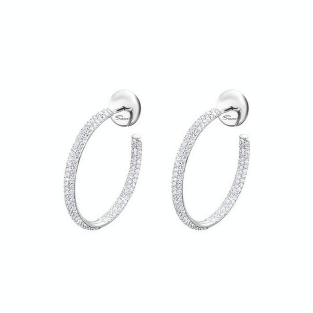 Samra Barq White Gold Diamond Medium Hoop Earring