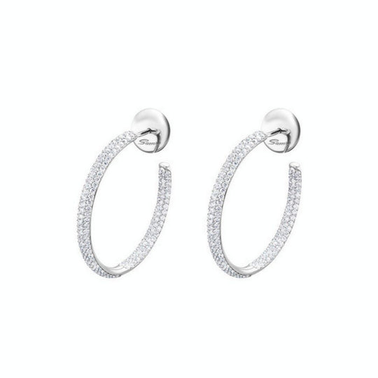 Samra Barq White Gold Diamond Medium Hoop Earring