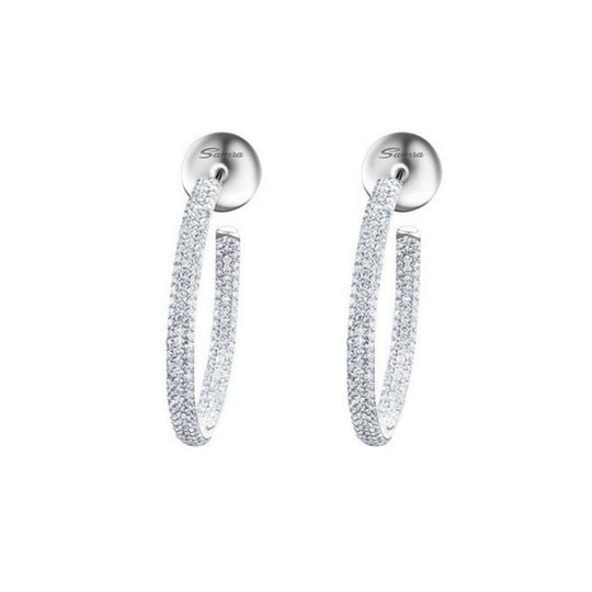Samra Barq White Gold Diamond Medium Hoop Earring