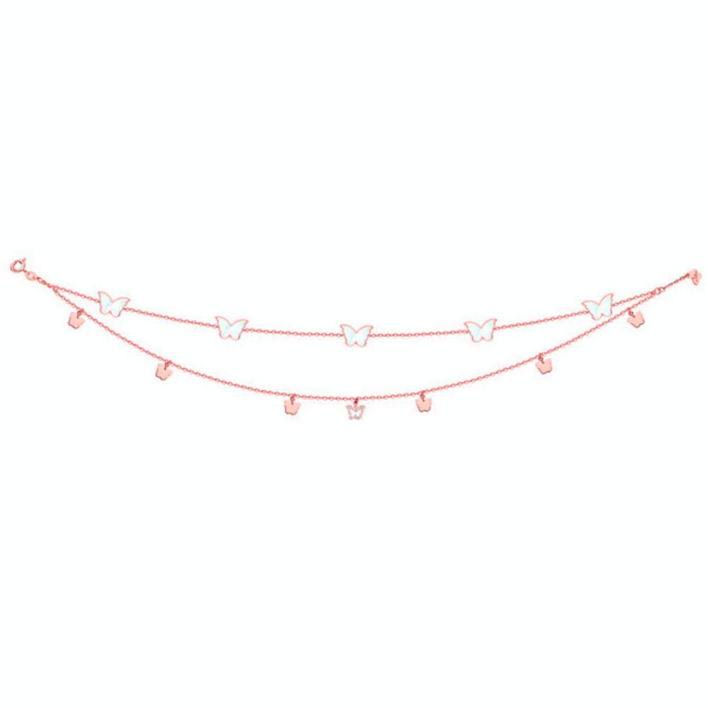 Samra Classic Butterfly Rose Gold Mother of Pearl Anklet