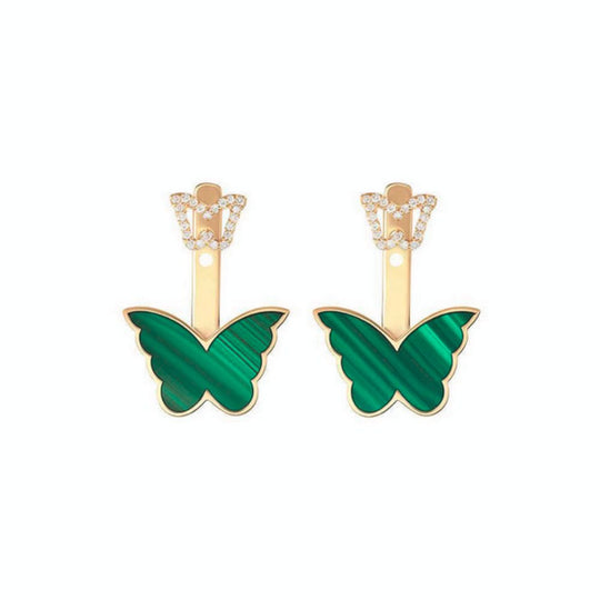 Samra Classic Butterfly Yellow Gold Malachite Kids Ear Jacket