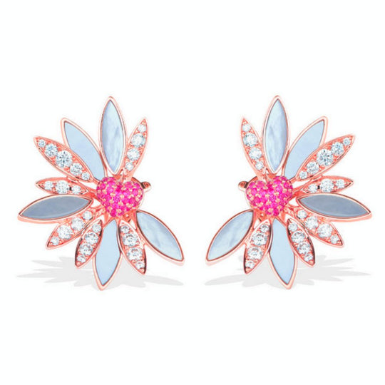 Samra Love Me Love Me Not Rose Gold Pink Sapphire Earring