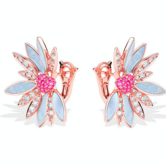 Samra Love Me Love Me Not Rose Gold Pink Sapphire Earring