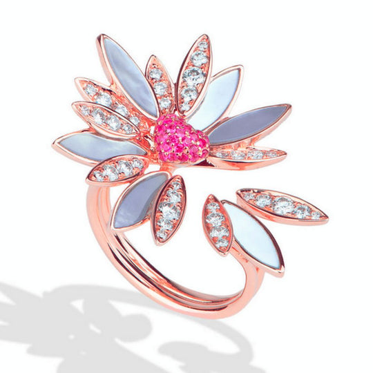 Samra Love Me Love Me Not Rose Gold Pink Sapphire Ring