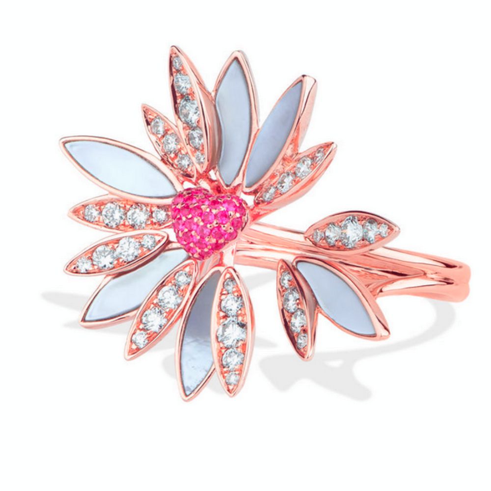 Samra Love Me Love Me Not Rose Gold Pink Sapphire Ring