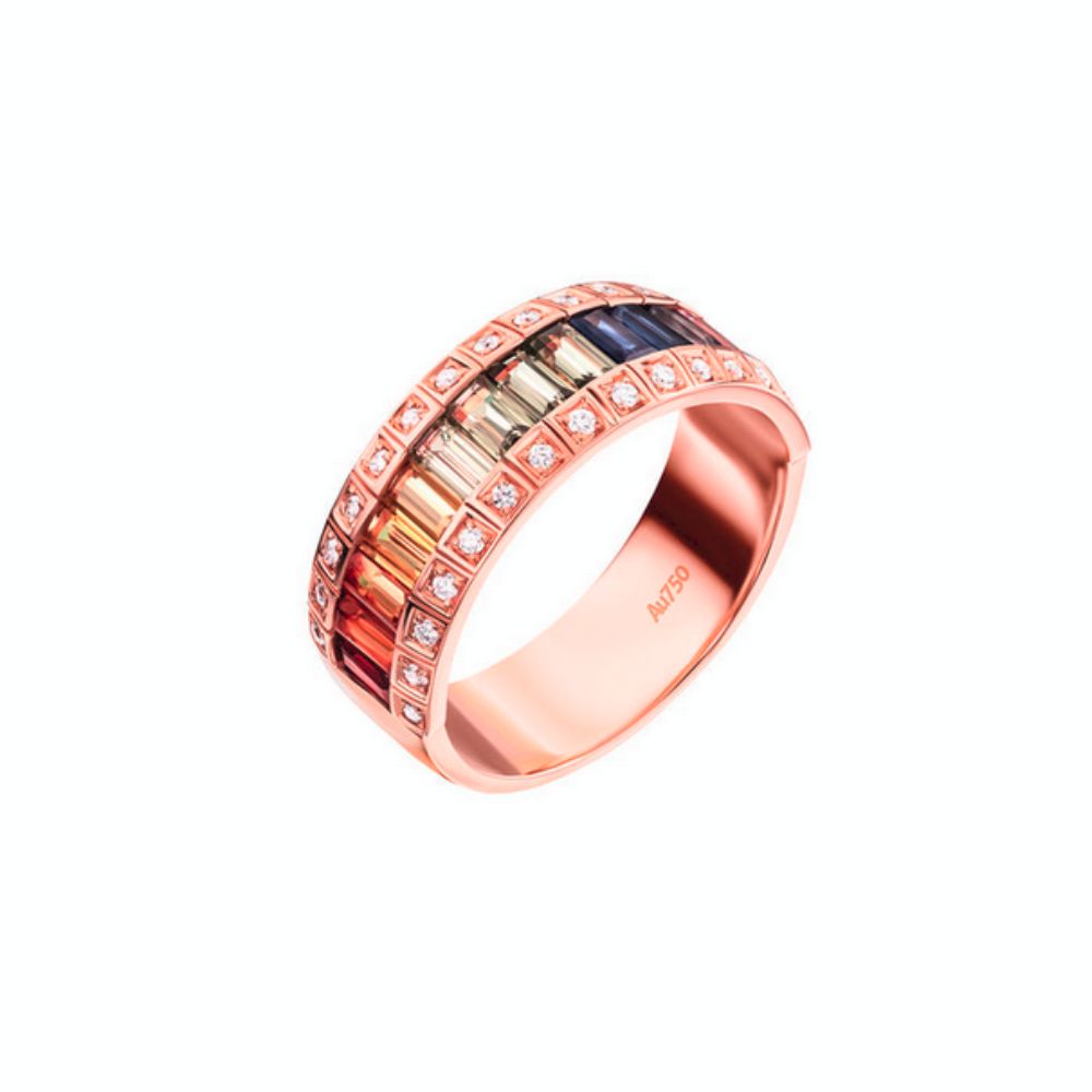Samra Noor Rose Gold Baguette Sapphire Half Set Band
