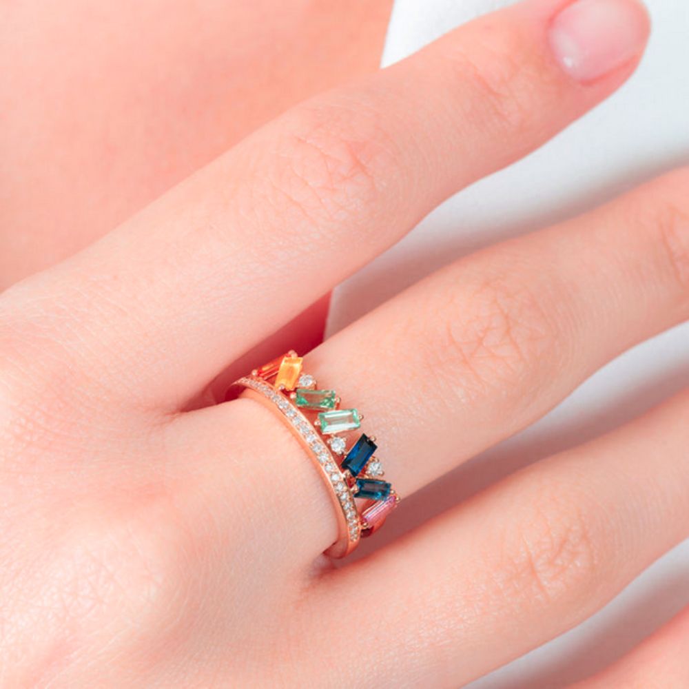 Samra Noor Rose Gold Diamond Sapphire Ring
