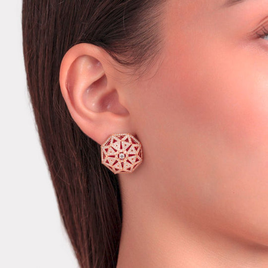 Close up of Samra Sarab Turath Earring worn by a lady