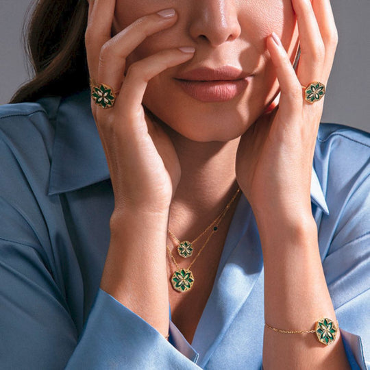 A model wearing Samra Ward Turath Double Necklace