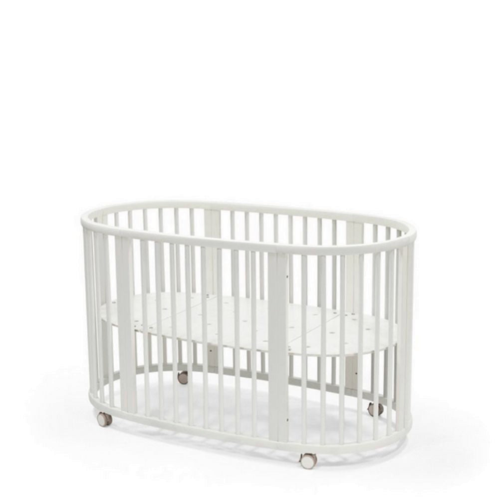 Stokke Sleepi Bed White: Flexible Newborn to 5 Years Oval Crib with Rocking Motion & Air Circulation