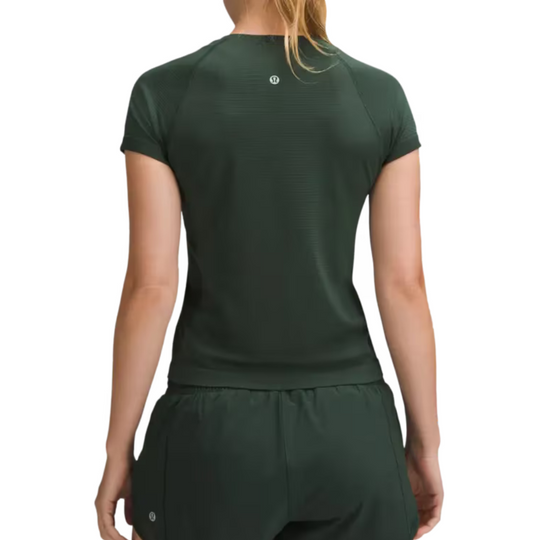 Rear view of A lady model wearing LULULEMON Swiftly Tech Short Sleeve T-Shirt 2.0