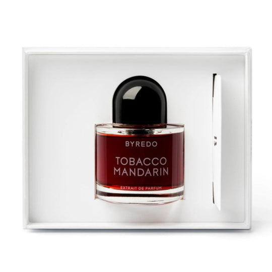An EDP 50mL bottle of Tobacco Mandarin by Byredo kept in its Open Box