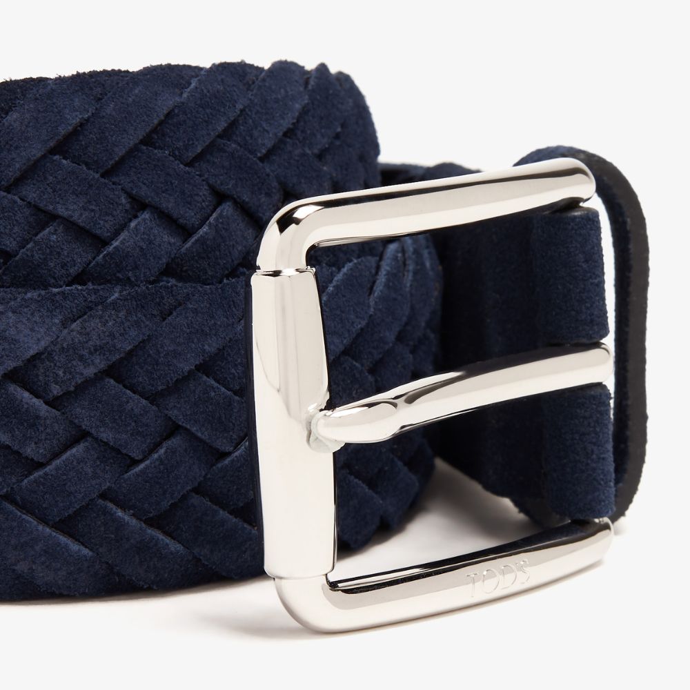 Tod's Men's Navy Braided Suede Belt