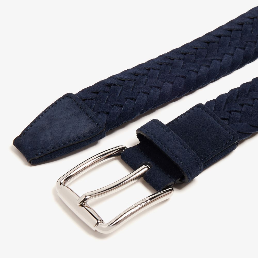 Tod's Men's Navy Braided Suede Belt