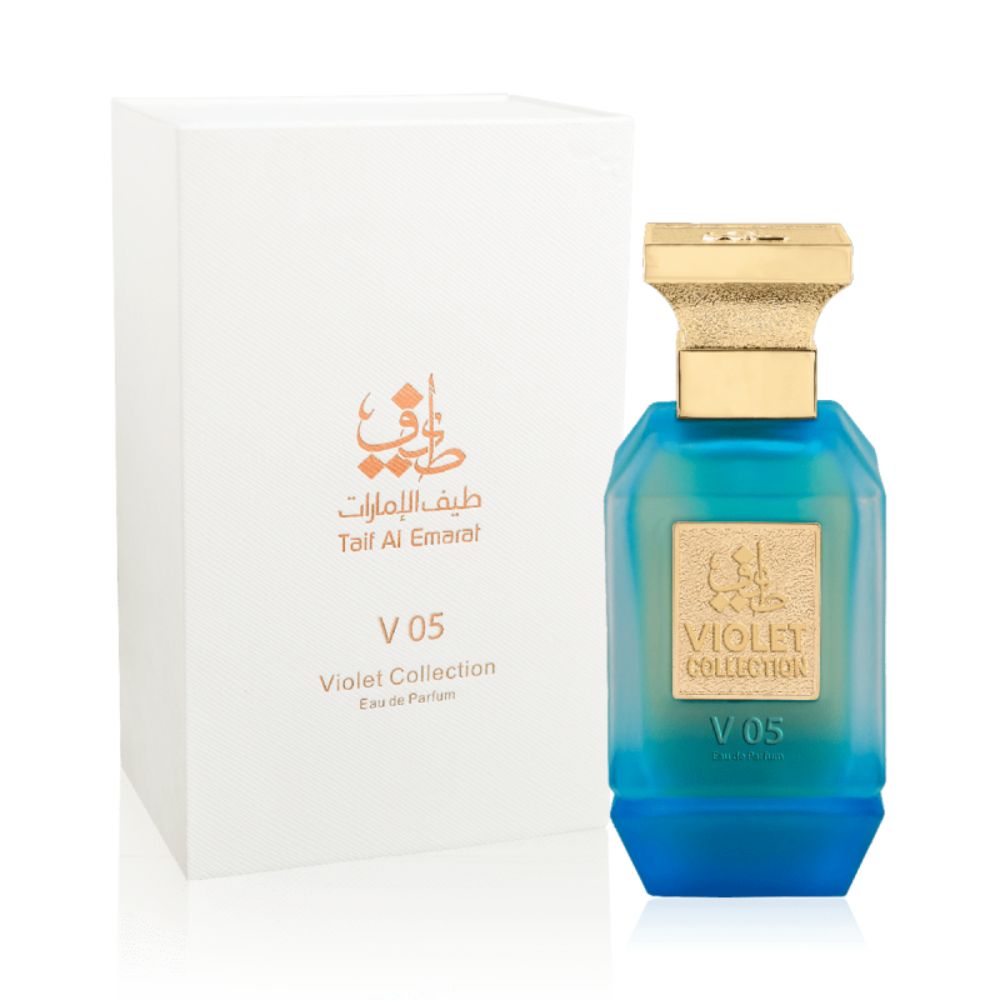An EDP 75mL bottle of V05 perfume by Taif Al Emarat along with its Box