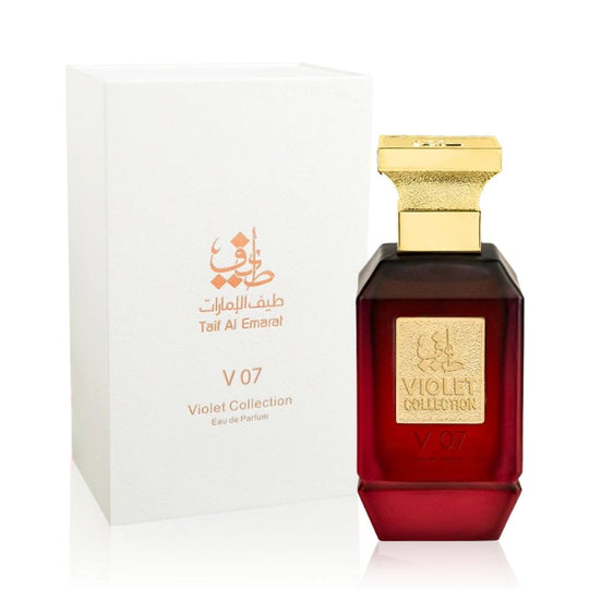 An EDP 75mL bottle of V07 perfume by Taif Al Emarat along with its Box