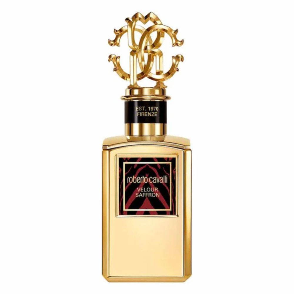 A 100mL parfum bottle of Velour Saffron Velour Saffron by Roberto Cavalli