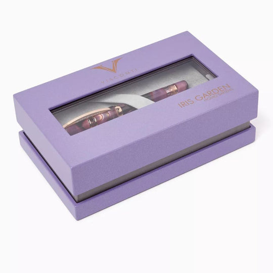 Gift Box of Visconti Homo Sapiens Iris Garden Acrylic Resin Rollerball with Hook Safe Lock
