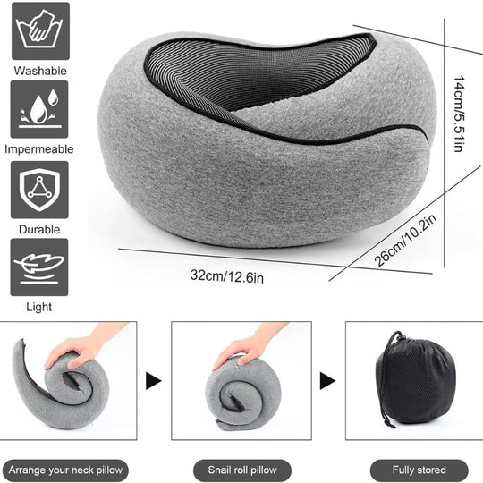 WEERSHUN Flyhugz Dark Grey Anti-Stick Adjustable Memory Foam Travel Neck Pillow