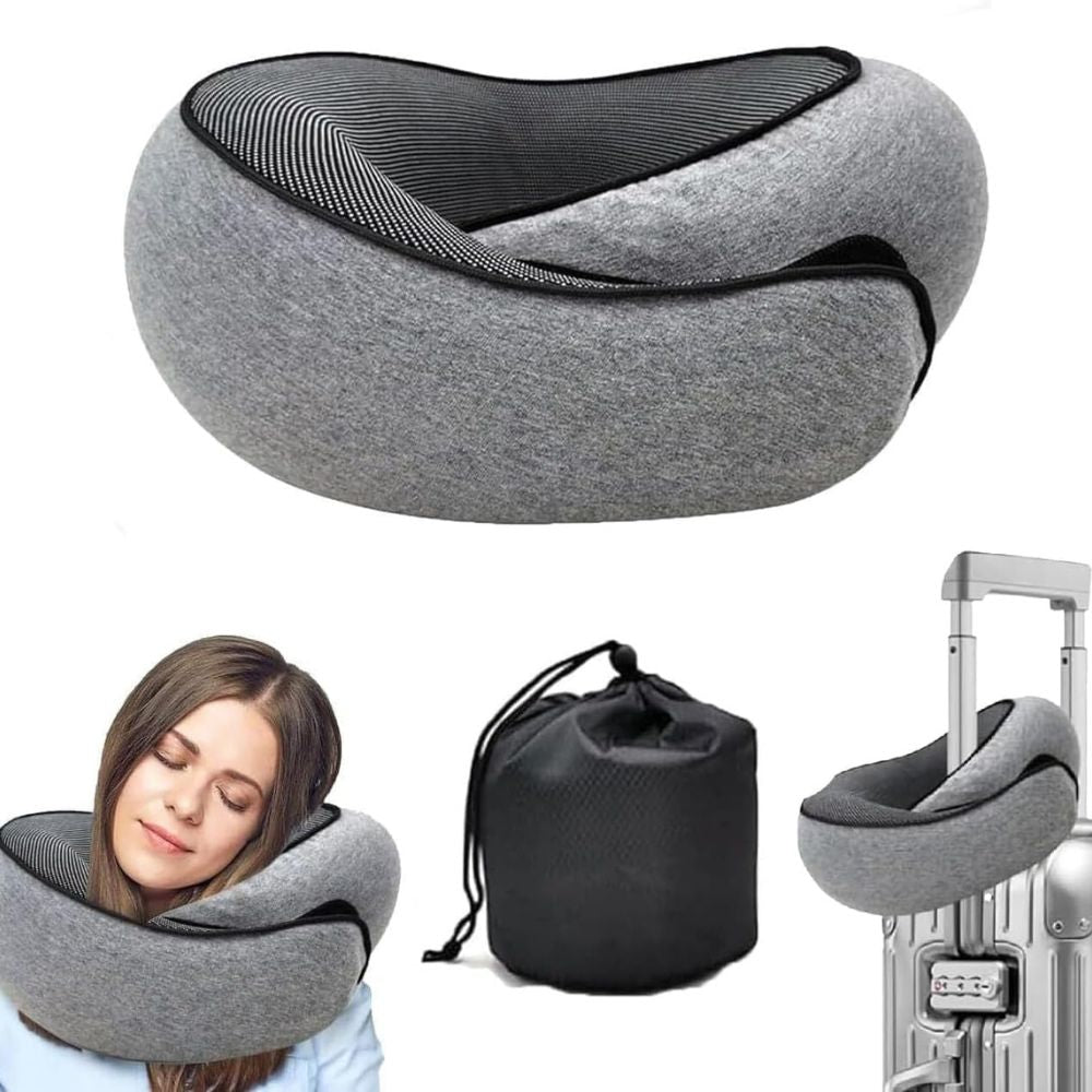 WEERSHUN Flyhugz Dark Grey Anti-Stick Adjustable Memory Foam Travel Neck Pillow