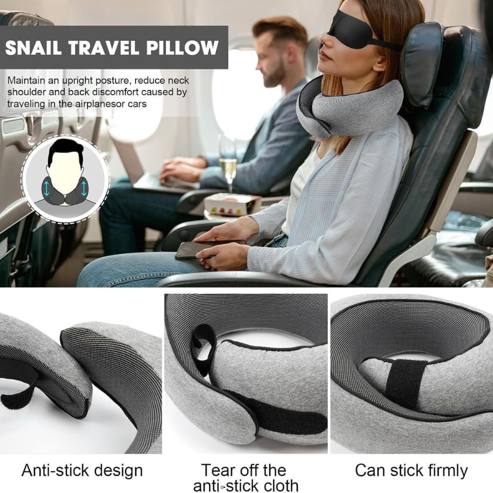 WEERSHUN Flyhugz Dark Grey Anti-Stick Adjustable Memory Foam Travel Neck Pillow