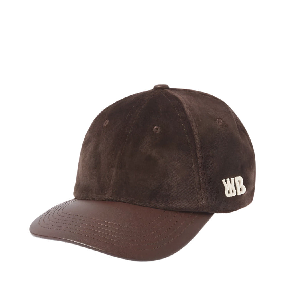 Wales Bonner Dark Brown Logo Embroidered Morning Velvet Cap