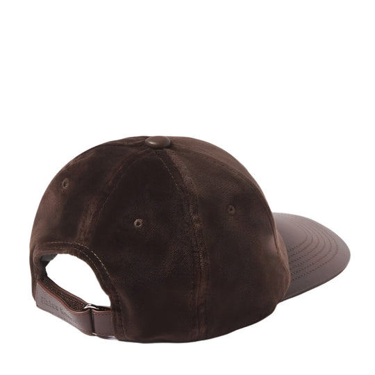 Wales Bonner Dark Brown Logo Embroidered Morning Velvet Cap