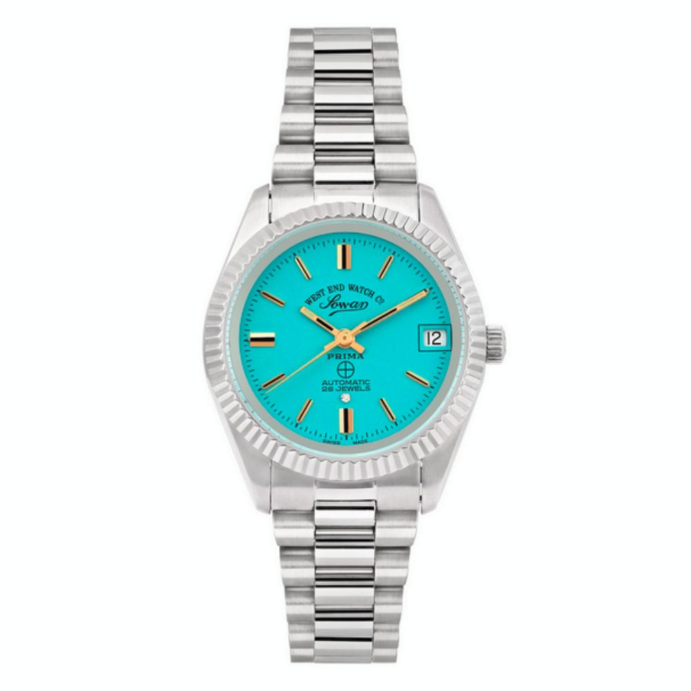 West End Classic Women's Automatic Watch with Silver Case and Turquoise Dial