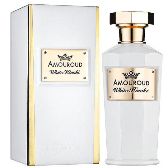 An 100mL Parfum bottle of White Hinoki by Amouroud along with its Box
