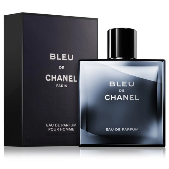 An EDP 100mL bottle of Chanel Bleu along with its Box