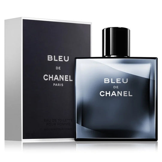 An EDT 100mL bottle of Chanel Bleu along with its Box
