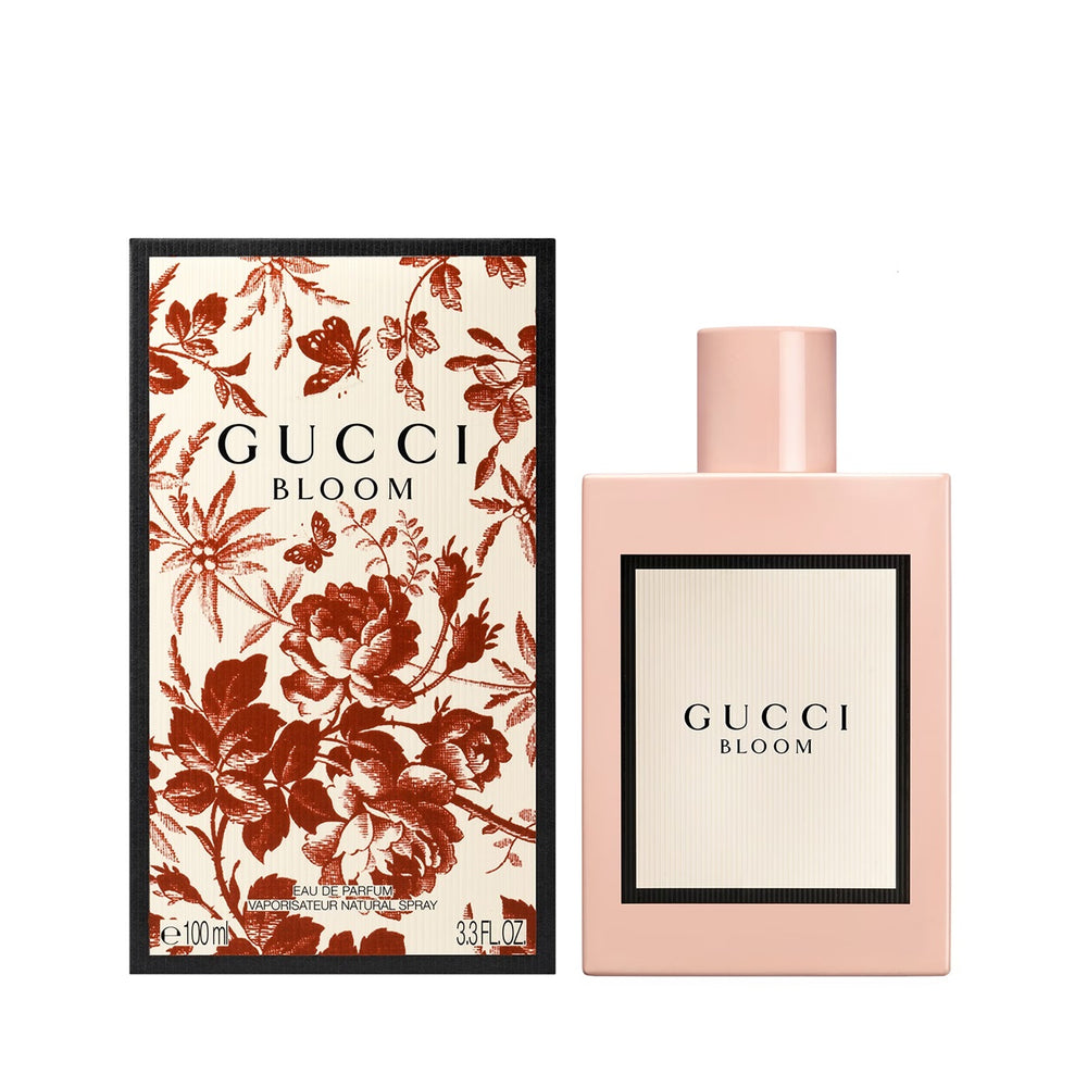 An EDP 100mL bottle of Gucci Bloom with its box