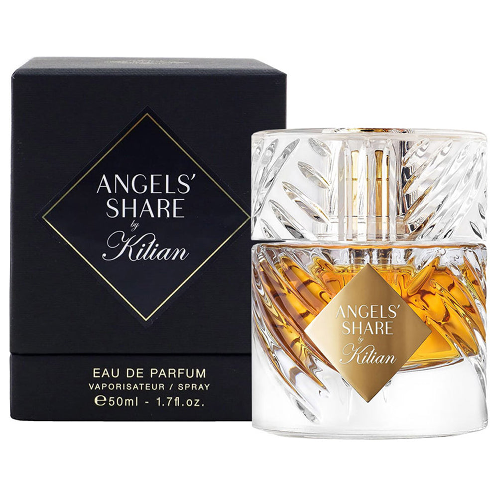 An EDP 50mL bottle of Angels' Share fragrance by Kilian along with its box