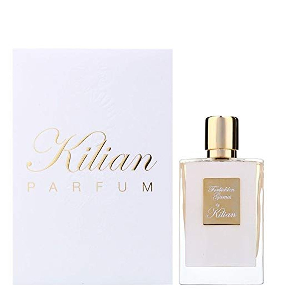 An EDP 50mL bottle of Forbidden Games fragrance by Kilian along with its Box