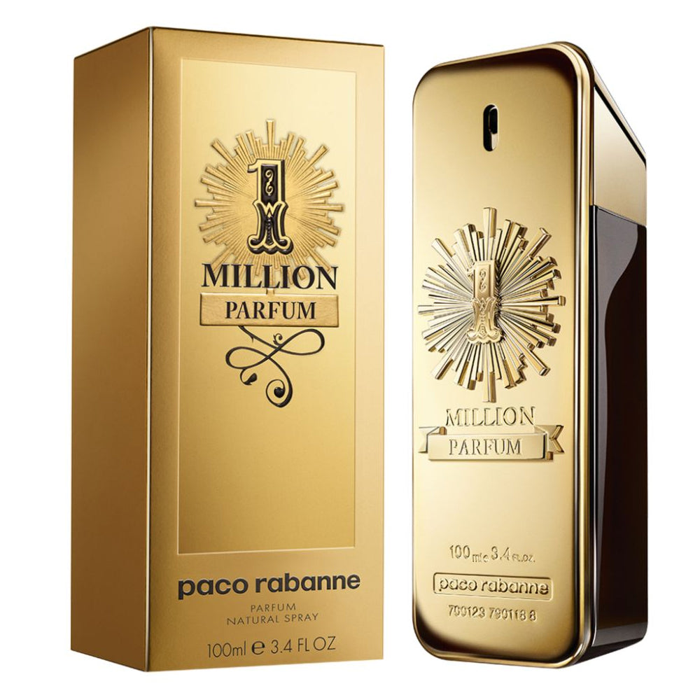 An Extrait de Parfum 100mL bottle of 1 Million For Men along with its Box