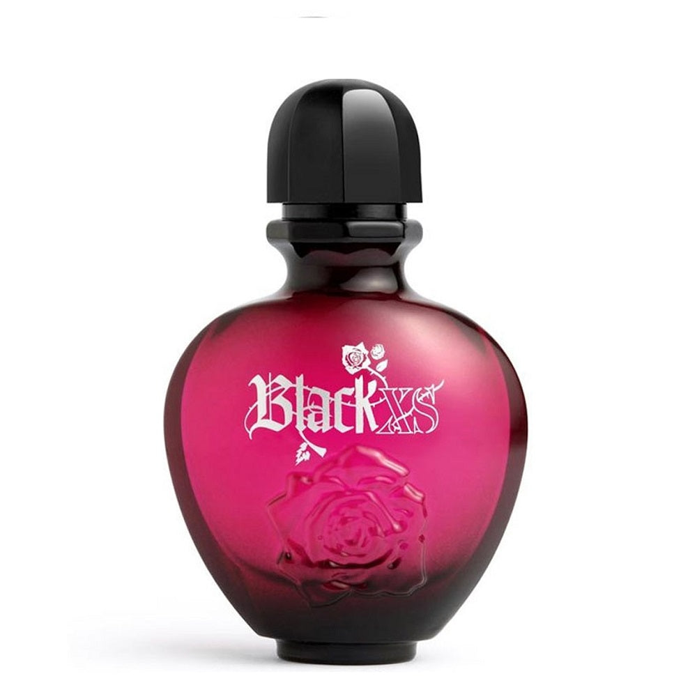 An EDT 80mL bottle of Black XS For Her by Paco Rabanne